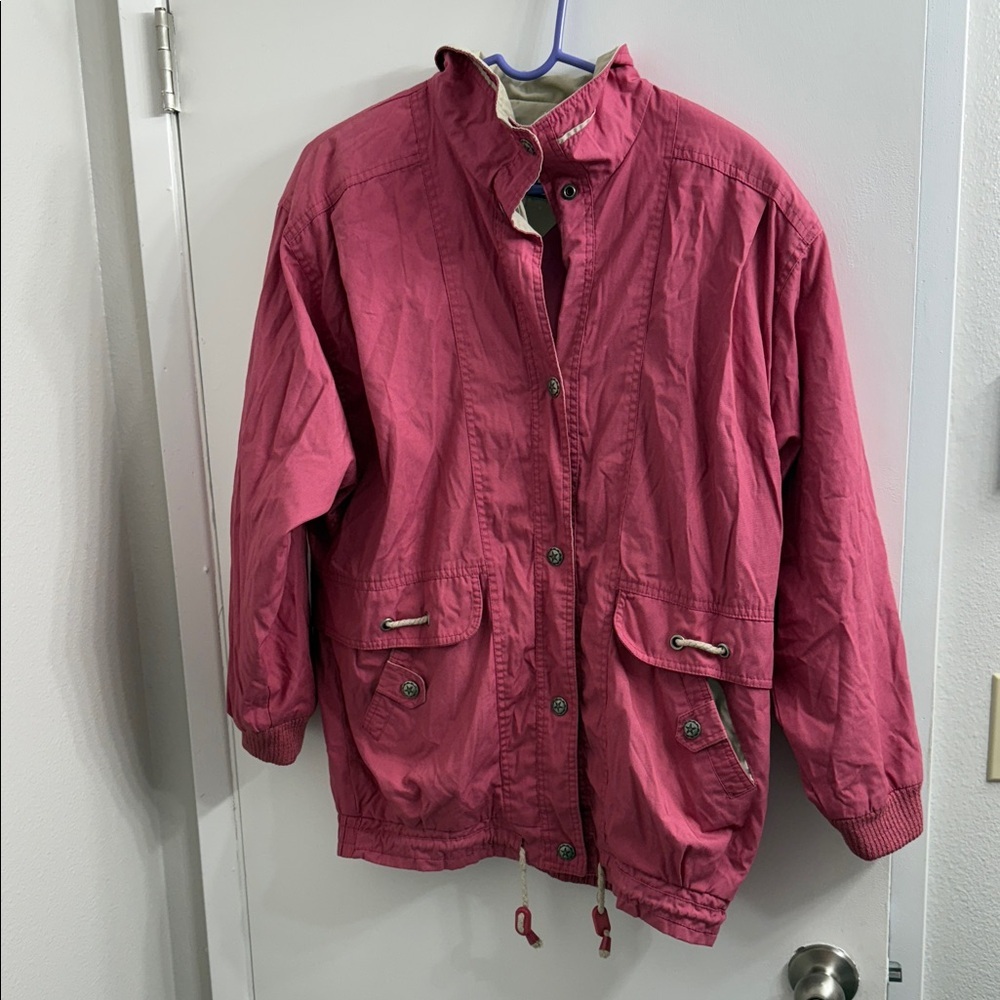 Casual Pink Jacket with Drawstring